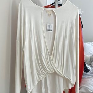 White long sleeve cut out top